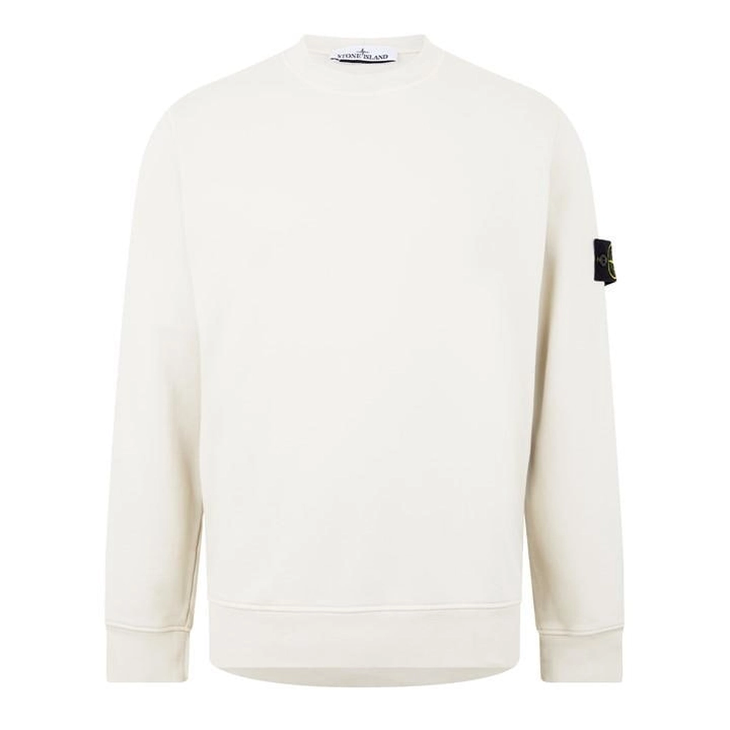 Stone Island Men'S Logo Lightweight Cotton Fleece Jumper - Beige